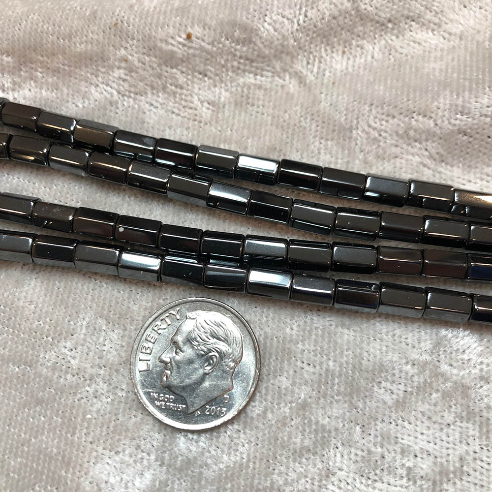 Small Hematite Octagon Tube Shape Beads