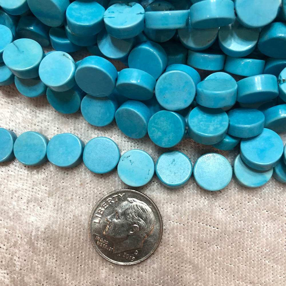 Small Turquoise Howlite Flat Disc Beads