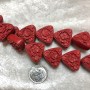 Red Composite Carved Triangle Flower Beads