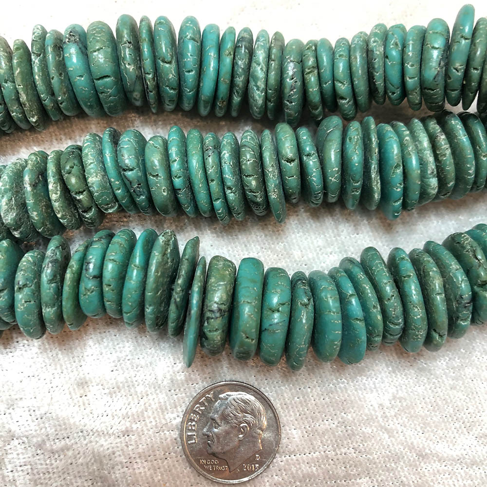 Green Blue Chinese Turquoise Graduated Rough Heishi Beads