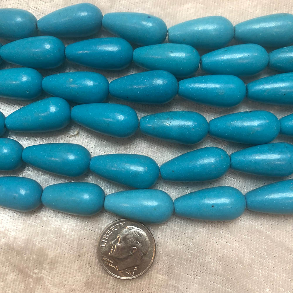 Bright Blue Howlite Large Drop Shape Beads