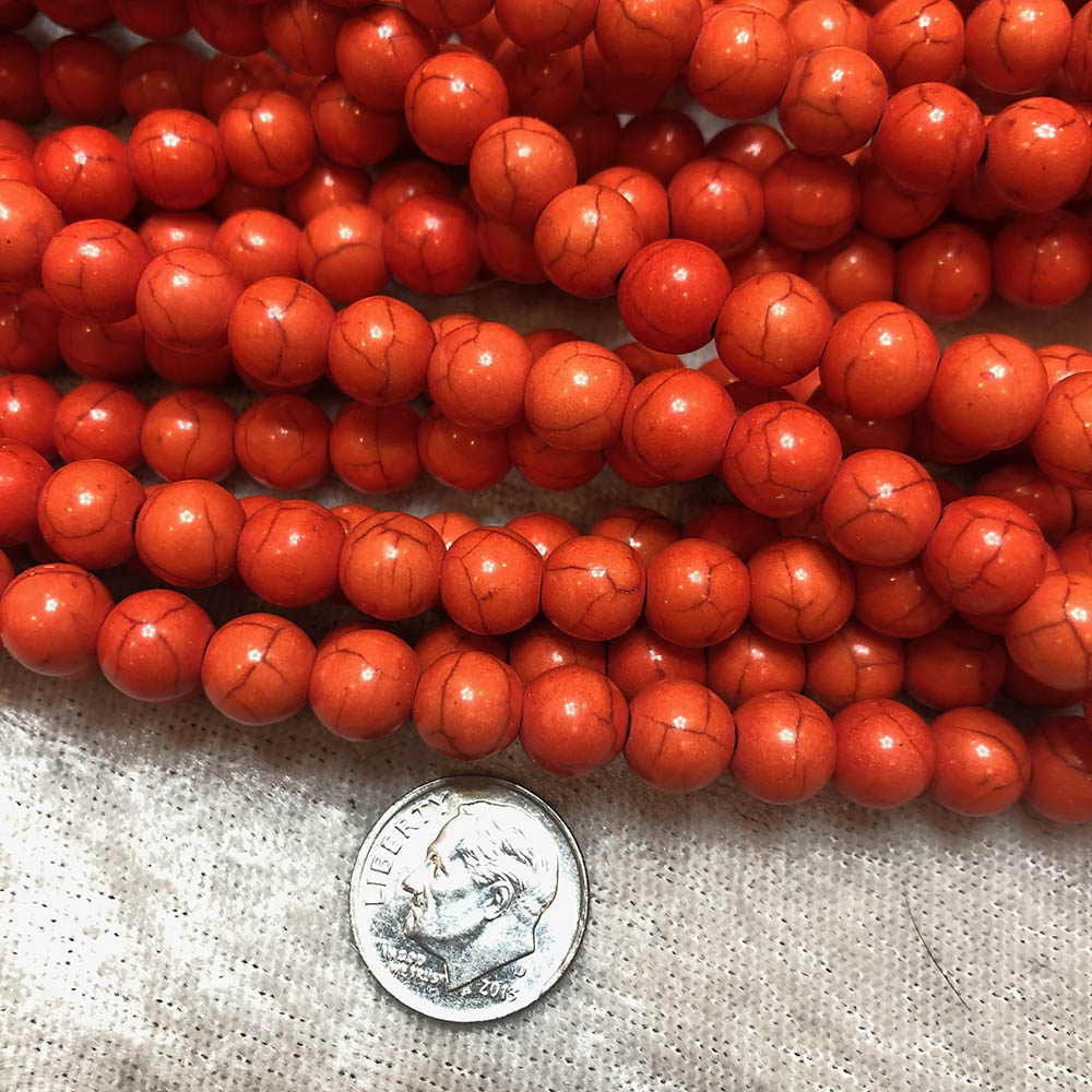 Medium Orange Magnesite Round Beads