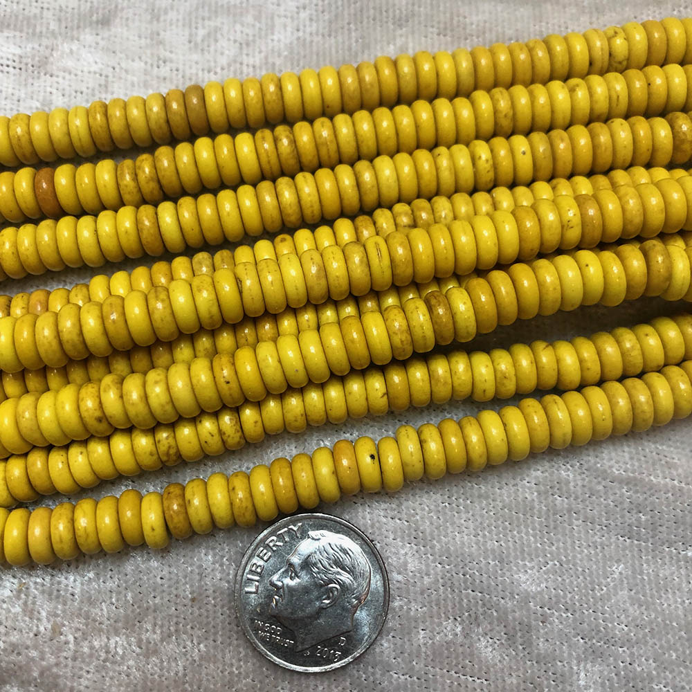 Medium Yellow Howlite Rondelle Beads