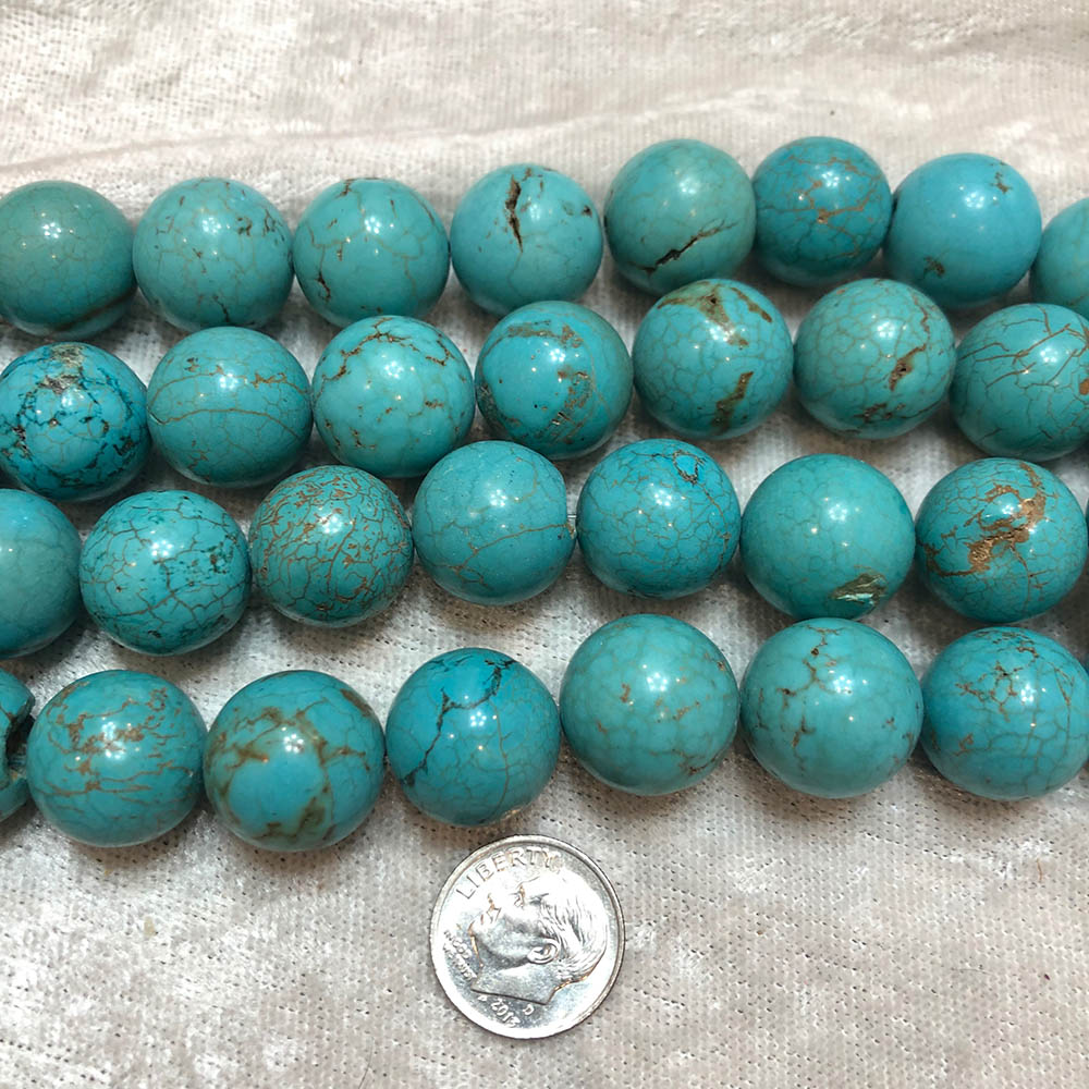 Large Blue Turquoise Magnesite Round Beads