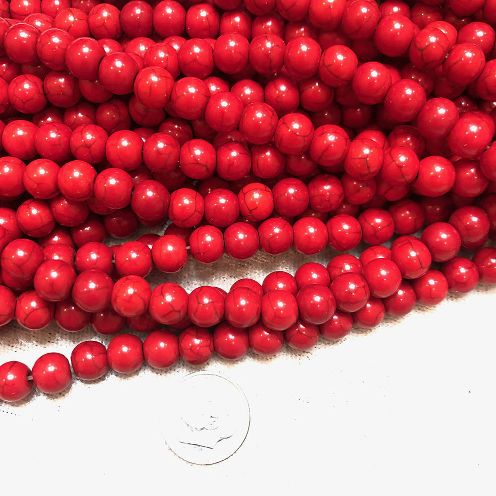 Medium Red Magnesite Round Beads