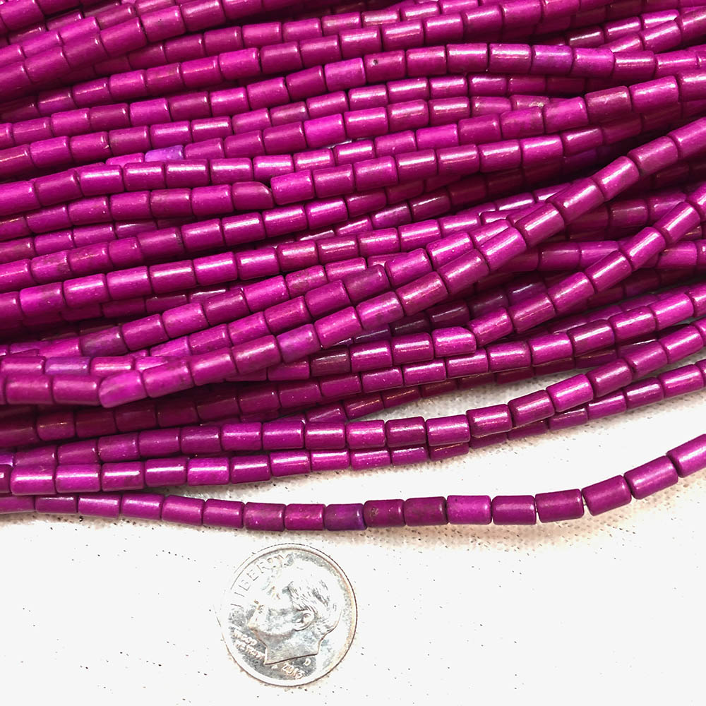 Small Purple Howlite Tube Beads