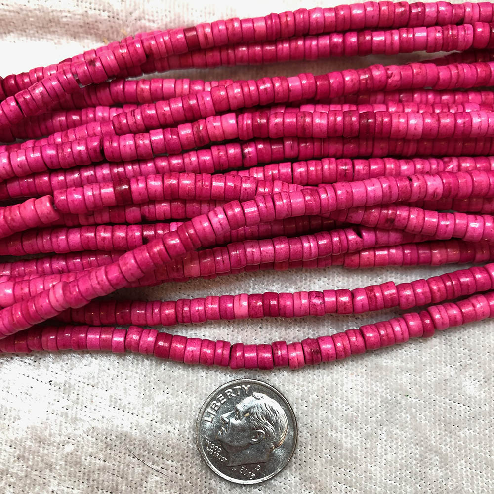 Medium Hot Pink Howlite Heishi Beads