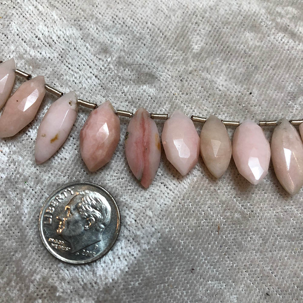 Pink Opal Faceted Oval Drop Beads