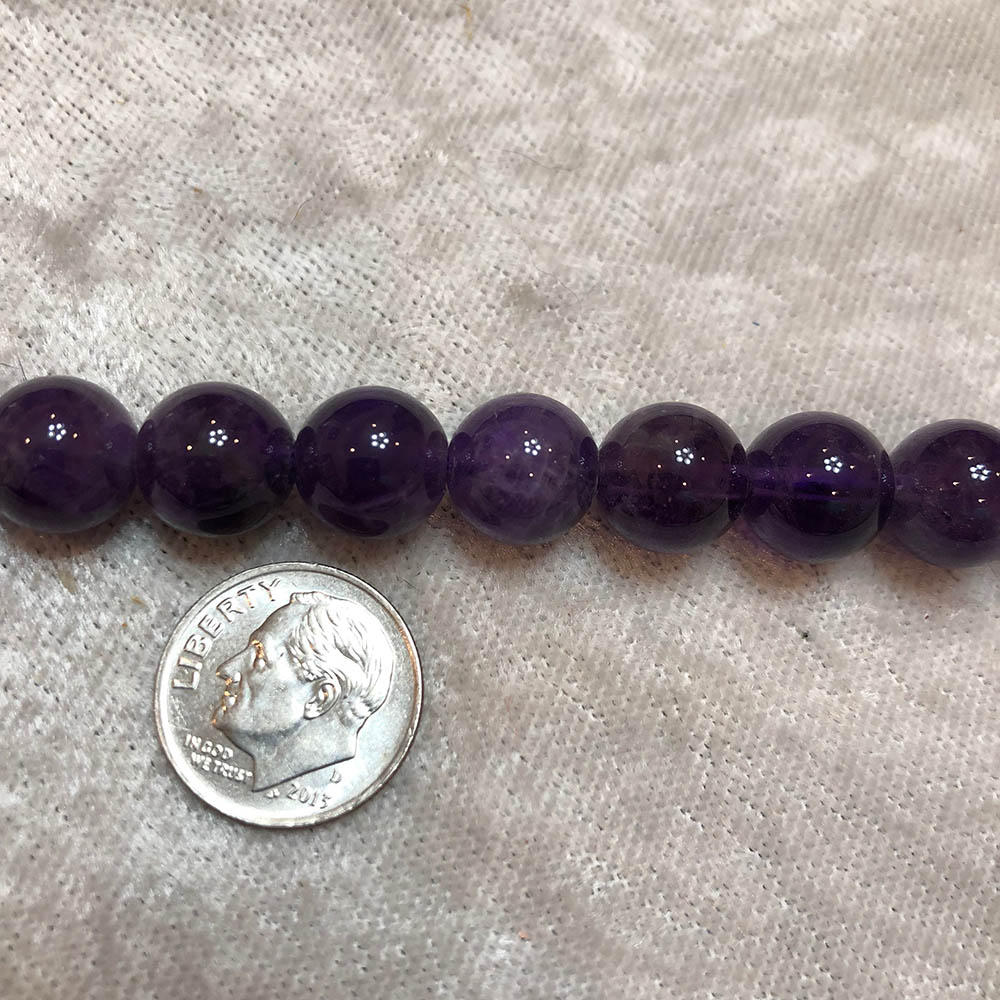 Large Deep Purple Amethyst Round Beads 10mm