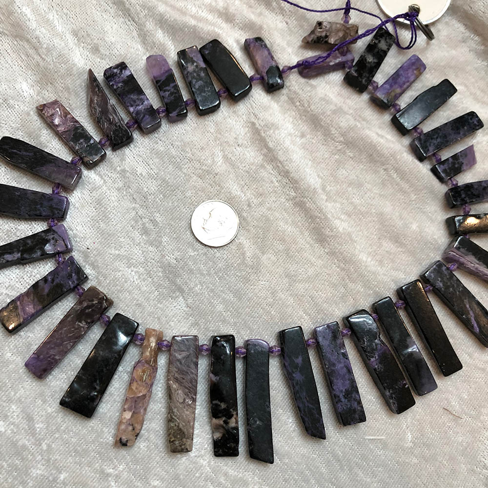 Purple Sodalite Large Graduated Top Drilled Rectangle Drop Beads