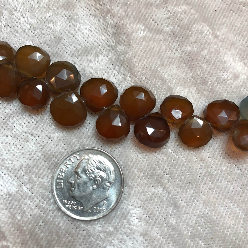 Brown Chalcedony Faceted Top-Drilled Drop Beads