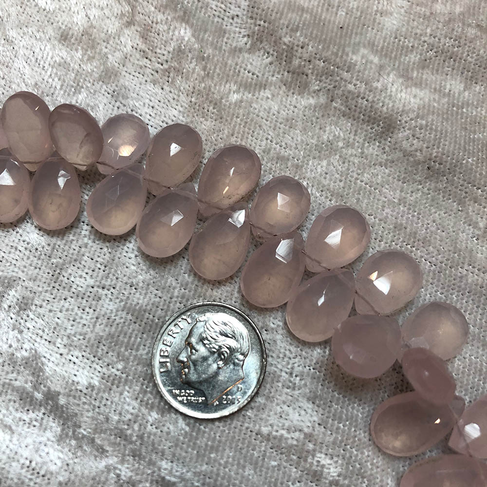 Pink Chalcedony Faceted Top Drilled Drop Beads