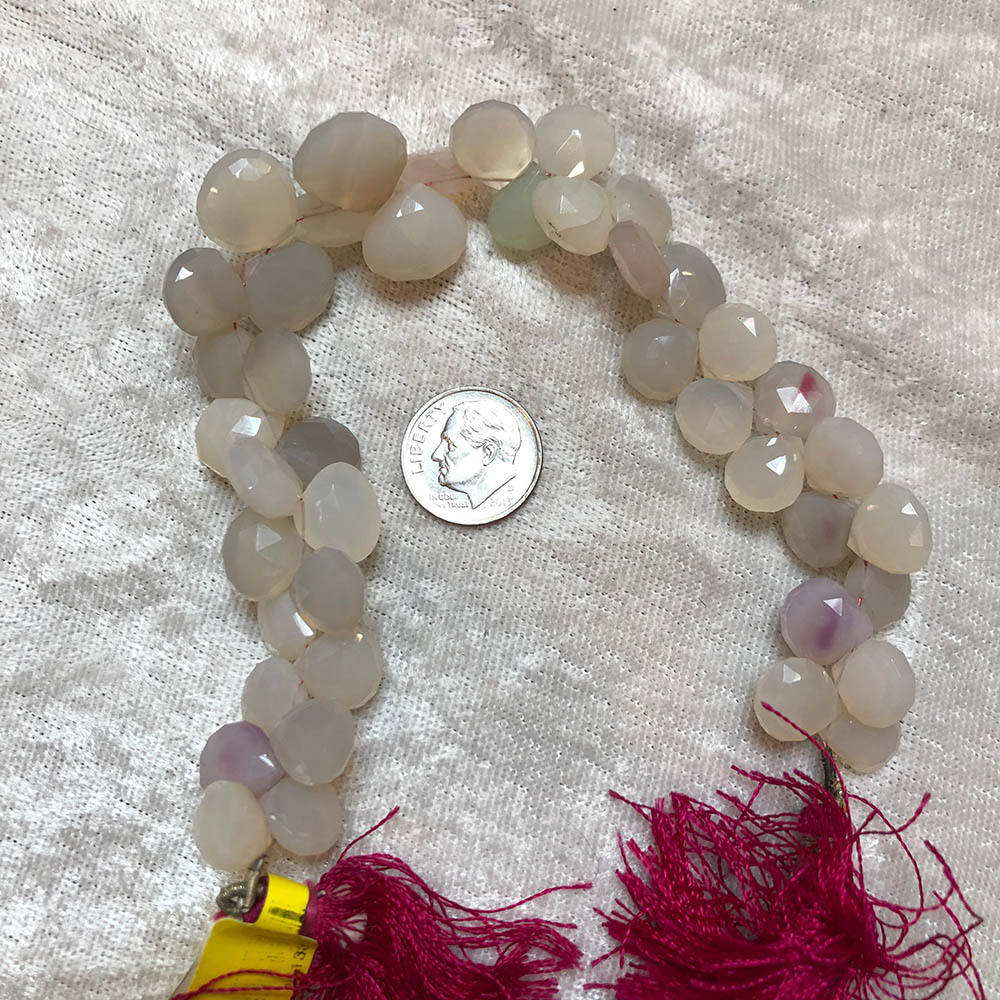 Light Gray Chalcedony Faceted Graduated To-Drilled Drop Beads