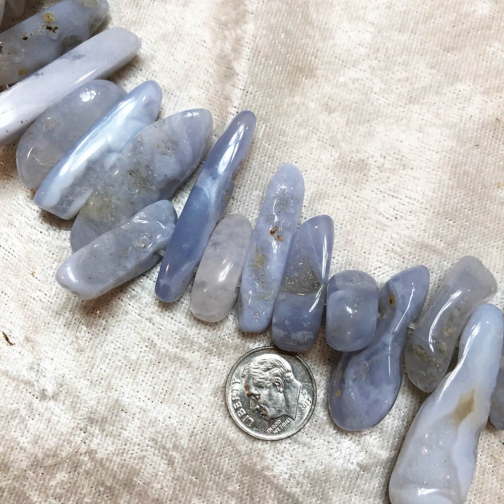 Blue Lace Agate Large Polished Top Drilled Drop Beads