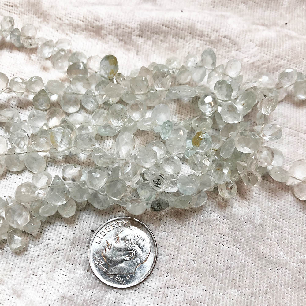 Small Clear Aquamarine Faceted Top Drilled Drop Beads