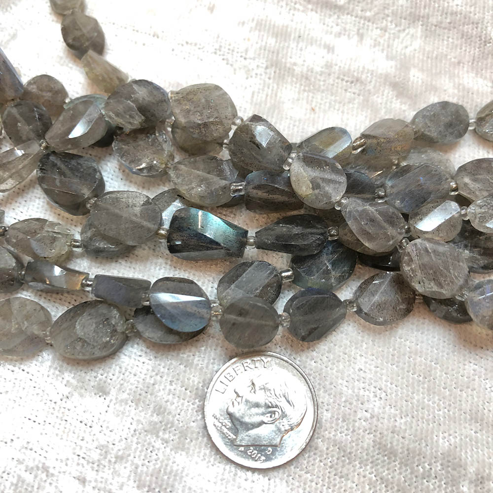 Medium Faceted Labradorite Flat Beads