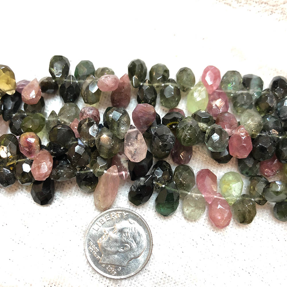 Small Faceted Tourmaline Top Drilled Drop Beads