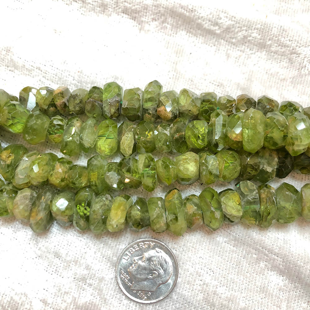 Large Faceted Peridot Nugget Beads