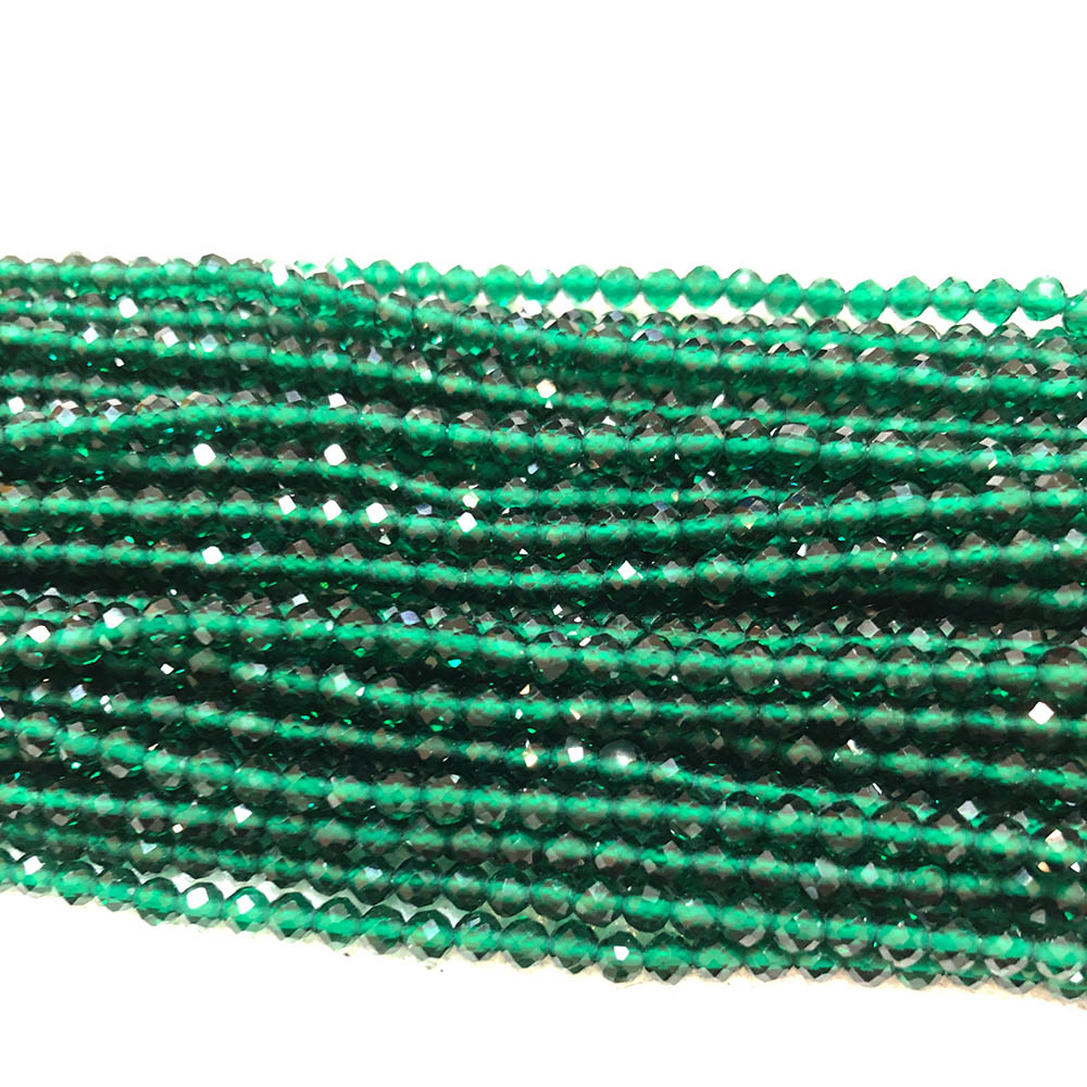 Small Lab Created Emerald Faceted Round Beads