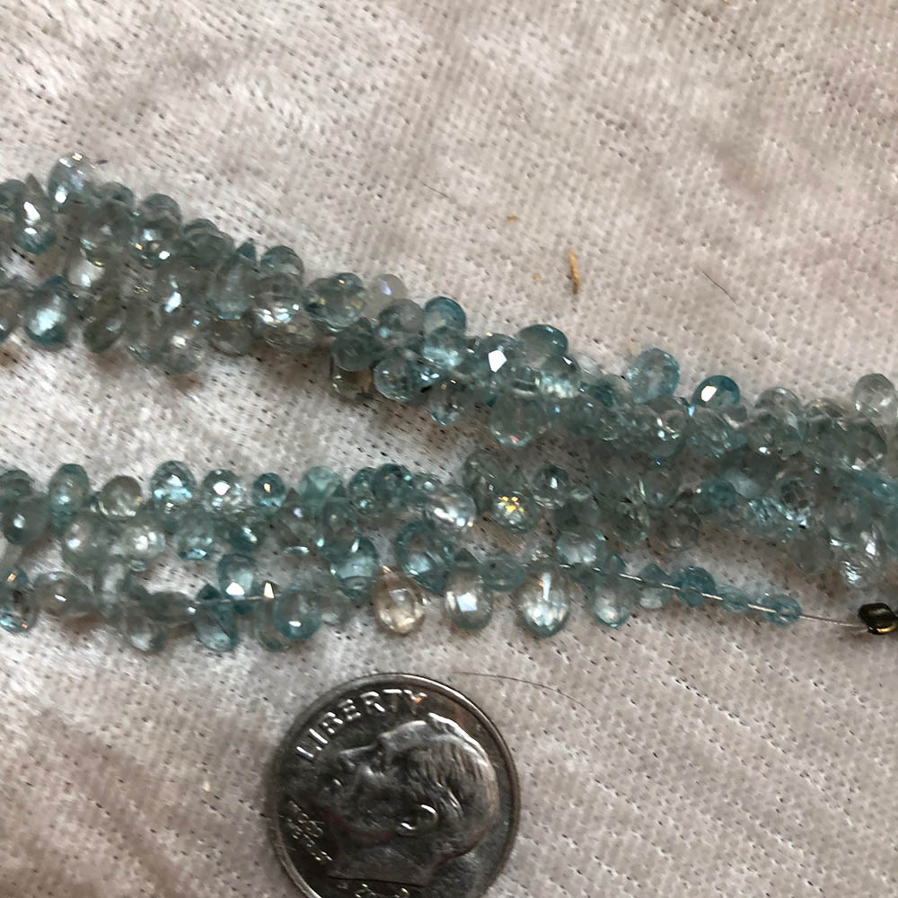 Small Blue Zircon Faceted Top Drilled Drop Shape Beads