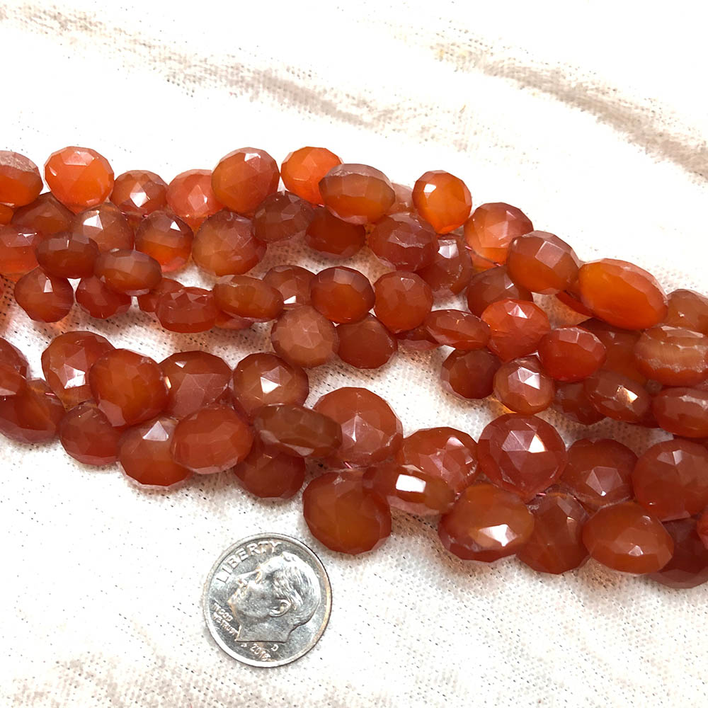 Orange Chalcedony Faceted Top Drilled Drop Beads