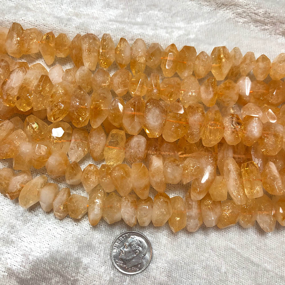 Large Faceted Citrine Nugget Beads