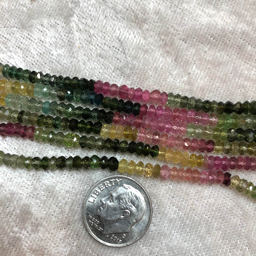 Small Jewelry Grade Tourmaline Faceted Rondelle Beads