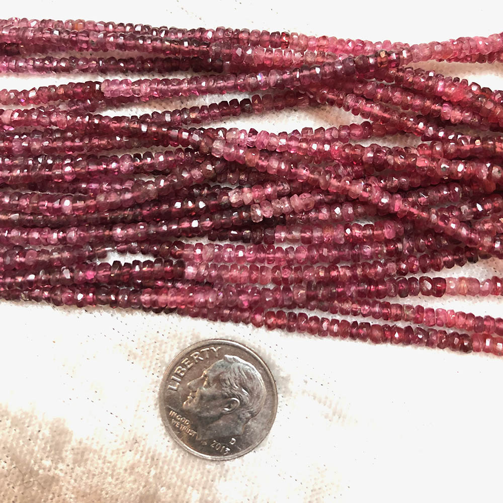 Small Faceted Natural Ruby Rondelle Beads