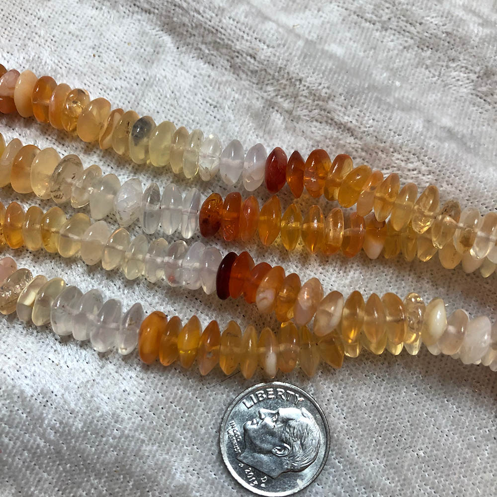 Orange and White Jewelry Grade Opal Medium Rondelle Beads