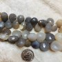 Dark Gray Faceted Graduated Chalcedony Top Drilled Drop Beads