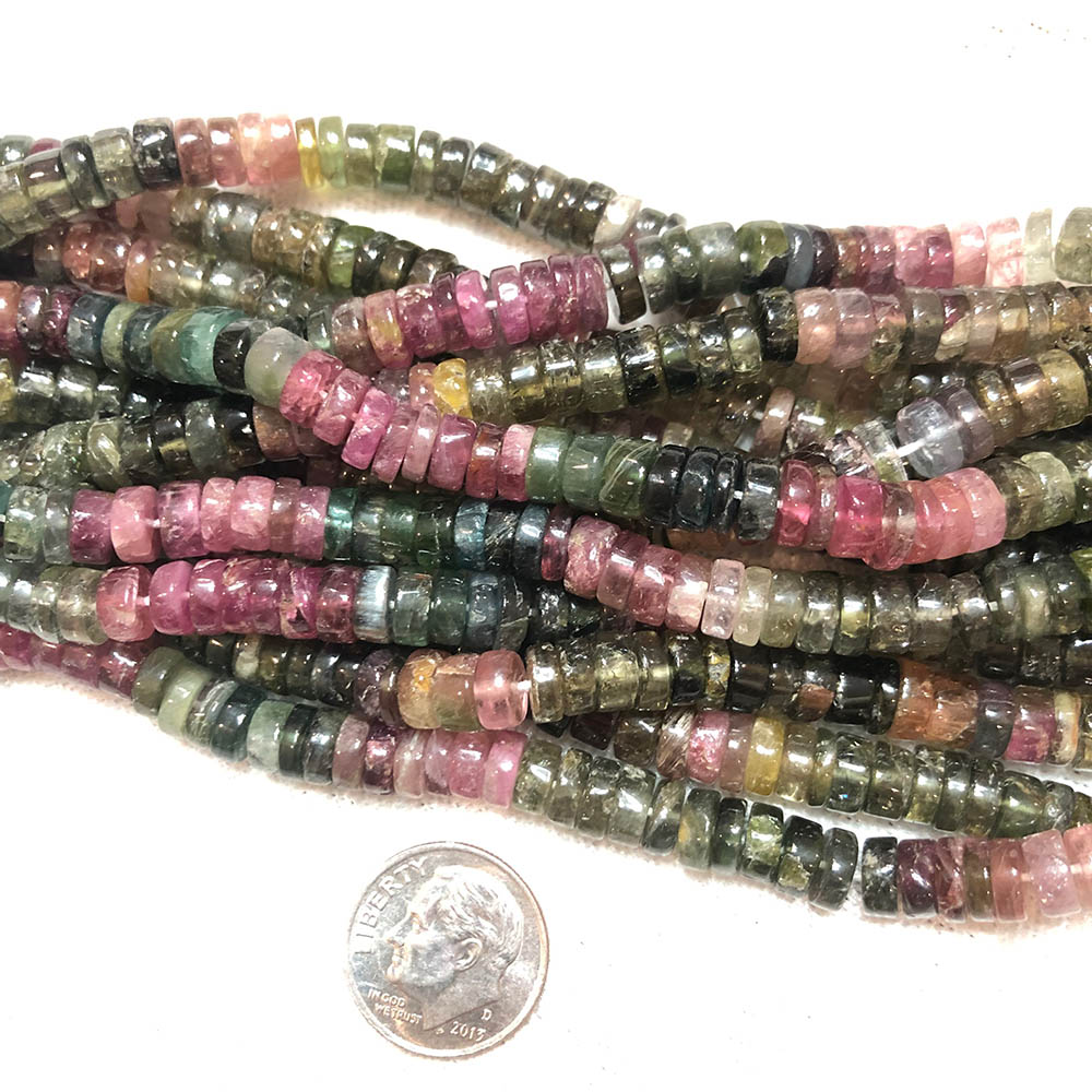 Large Rainbow Tourmaline Heishi Beads