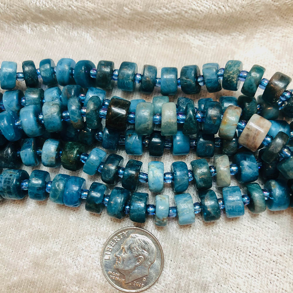 Bright Blue Large Apatite Heishi Beads