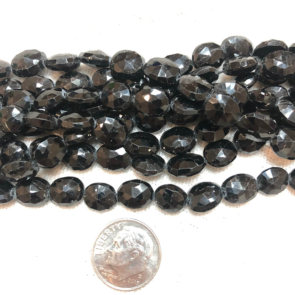 Faceted Black Spinel Medium Oval Beads