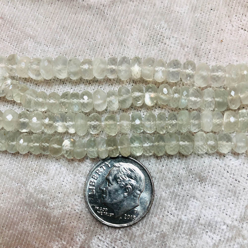 Small Faceted Jewelry Grade Clear Moonstone Rondelle Beads