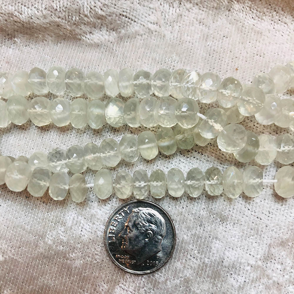 Medium Faceted Jewelry Grade Clear Moonstone Rondelle Beads