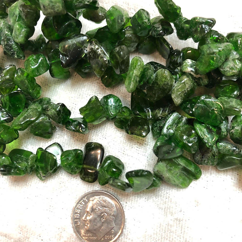 Natural Chrome Diopside Medium Polished Nugget Beads