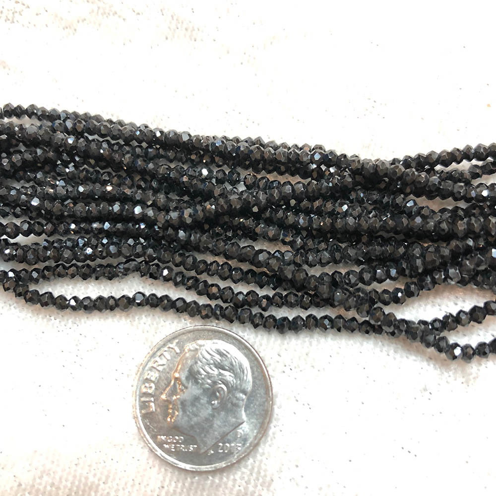 Small Faceted Black Spinel Round Beads