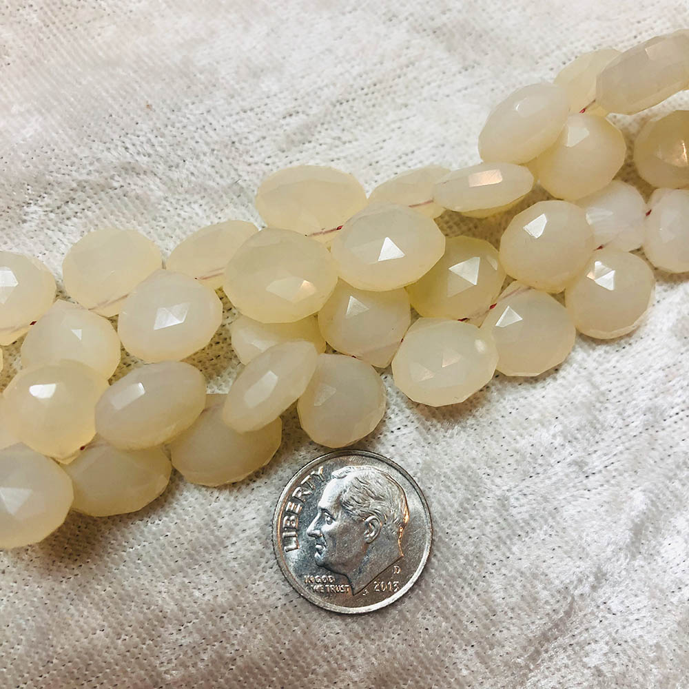 Clear Milk White Large Faceted Top-Drilled Chalcedony Drop Beads