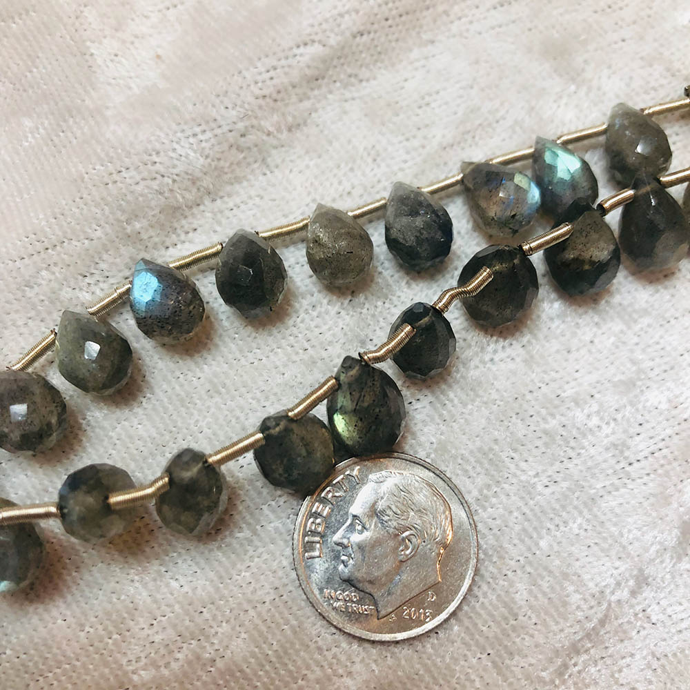 Small Top Drilled Faceted Labradorite Drop Shape Beads