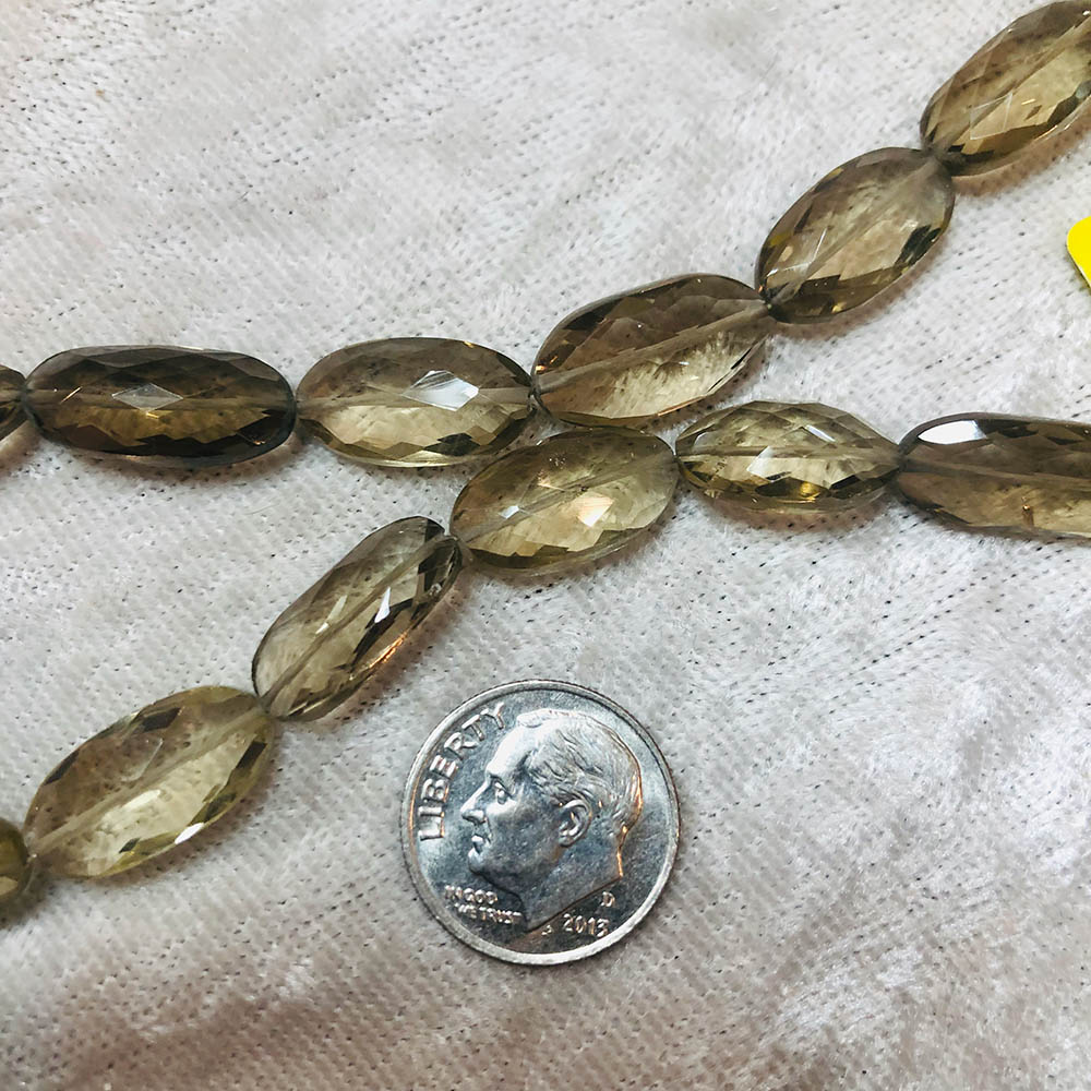 Jewelry Grade Faceted Whiskey Quartz Medium Oval Beads