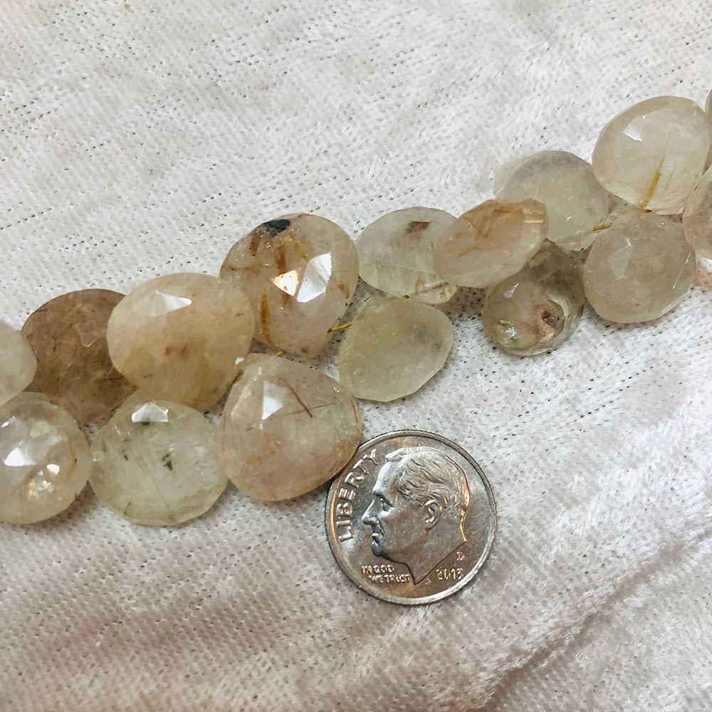 Large Faceted Top Drilled Brown Rutilated Quartz Drop Shape Beads