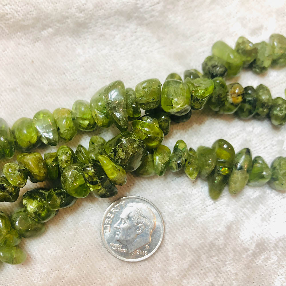 Large Clear Green Peridot Polished Nugget Beads