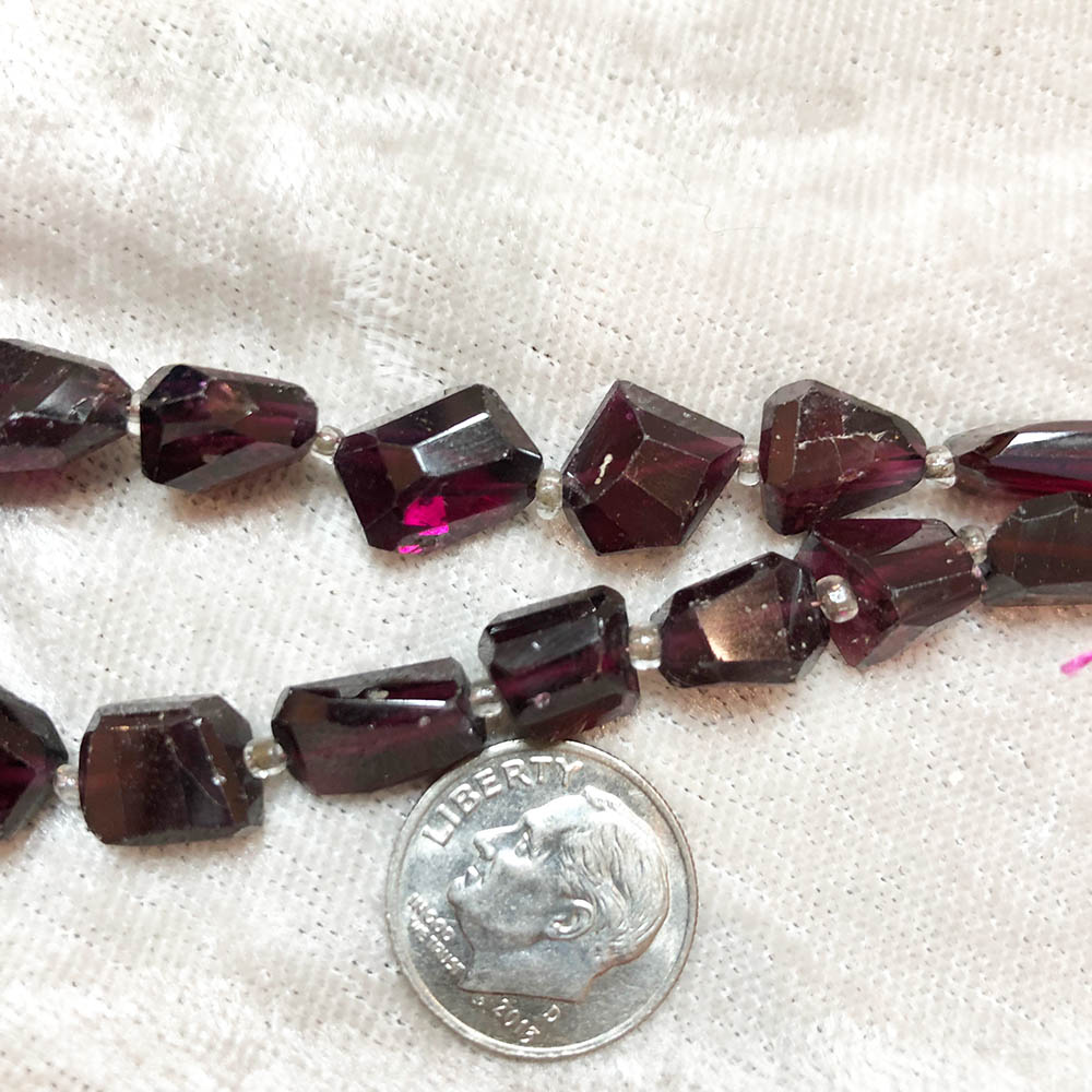 Large Faceted Jewelry Grade Clear Dark Red Garnet Nugget Beads