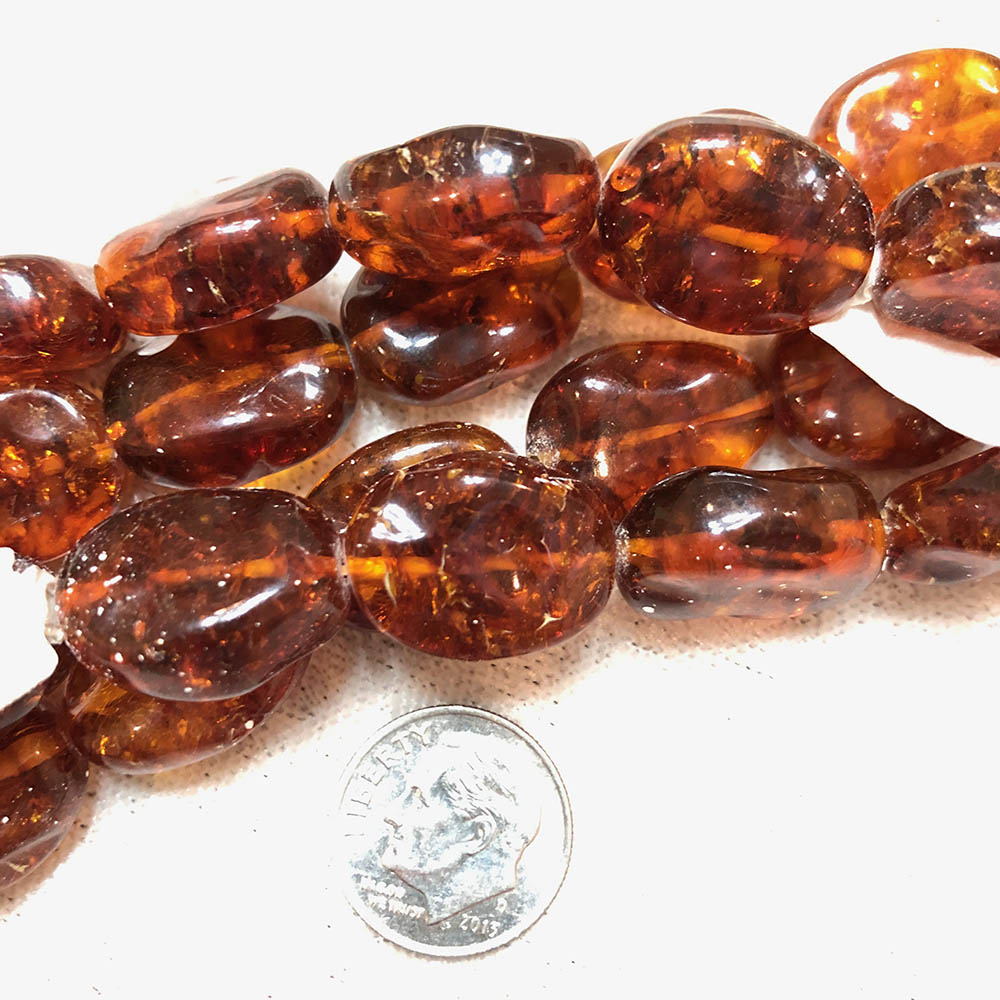 Large Golden Honey Amber Nugget Beads