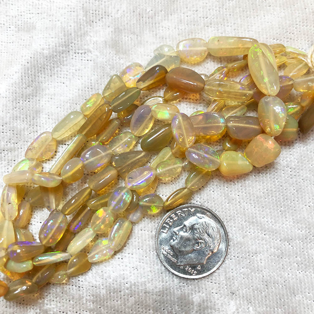 Jewelry Grade Australian Opal Medium Graduated Polished Flat Nugget Beads