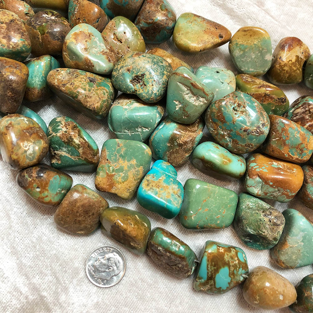 Large Polished Natural Turquoise Nugget Beads