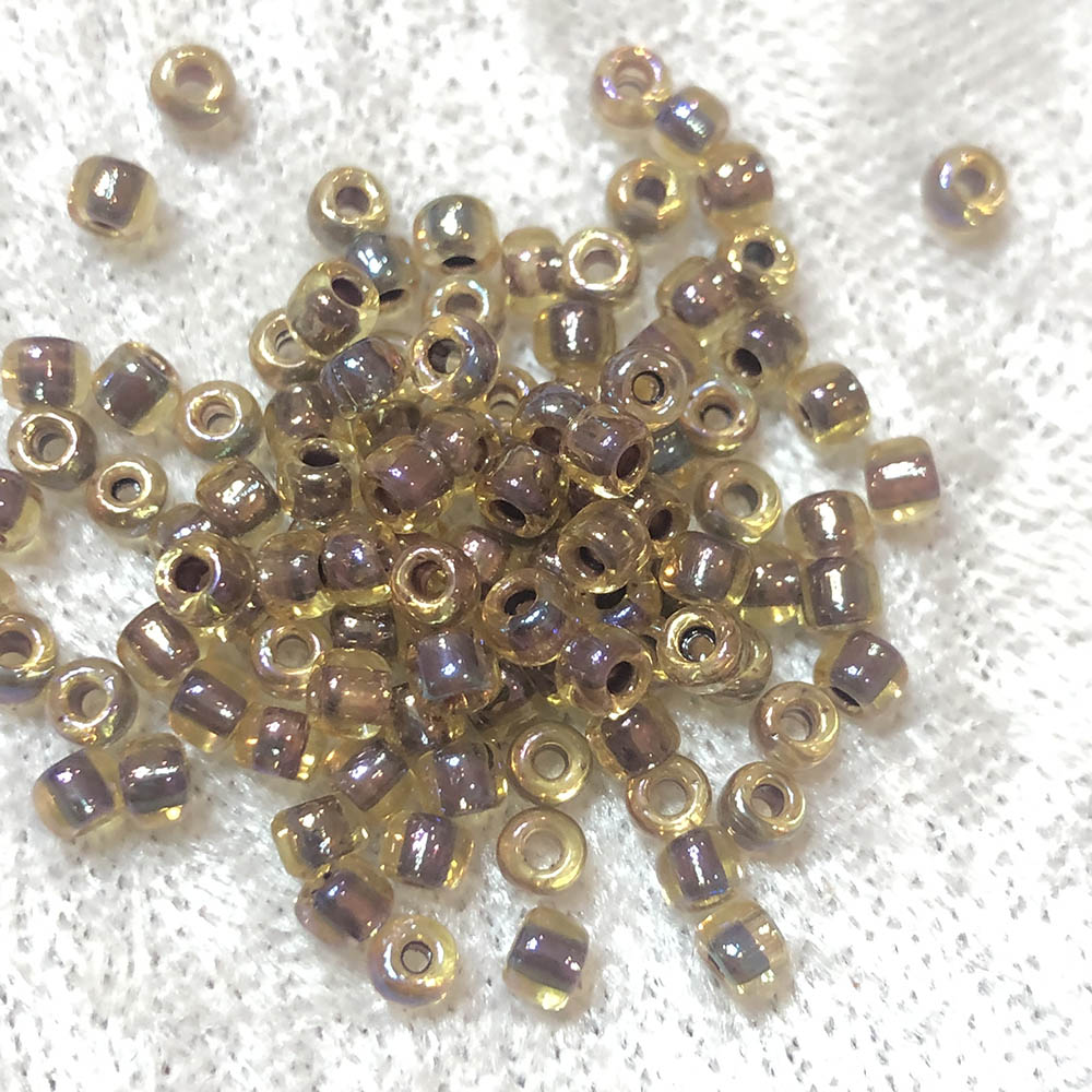 8/0 Berry Lined Light Topaz AB 342 Japanese Seed Beads