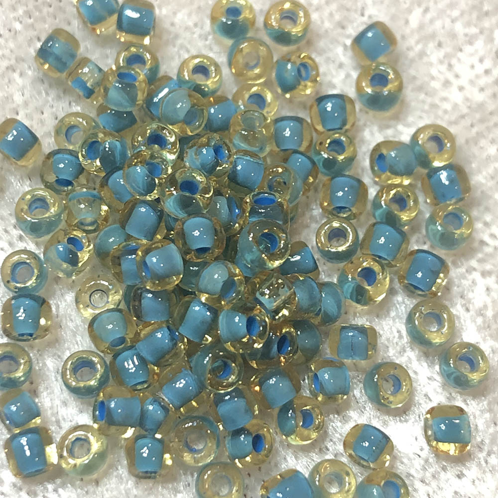 8/0 Turquoise Lined Topaz 374A Japanese Seed Beads