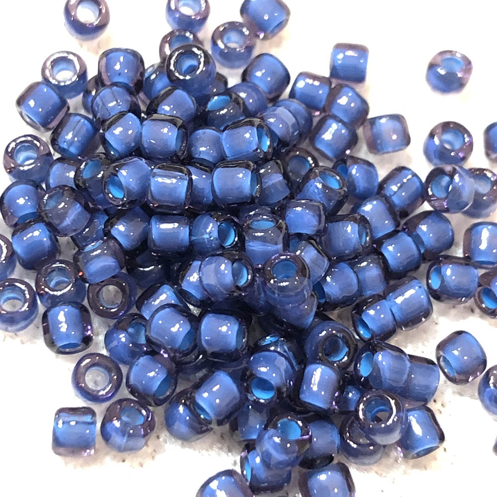 8/0 Colorlined Crystal Navy 399H Japanese Seed Beads