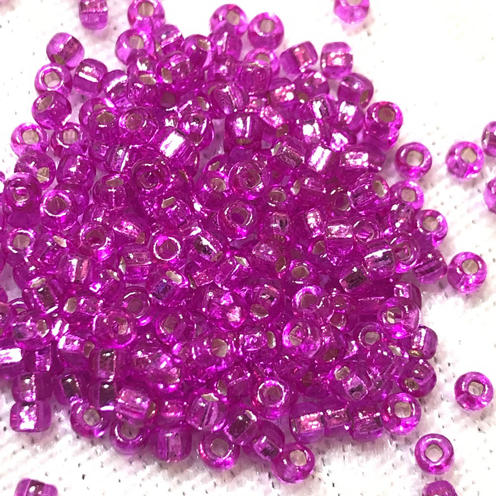 8/0 Transparent Silver Lined Fuchsia 23A Japanese Seed Beads